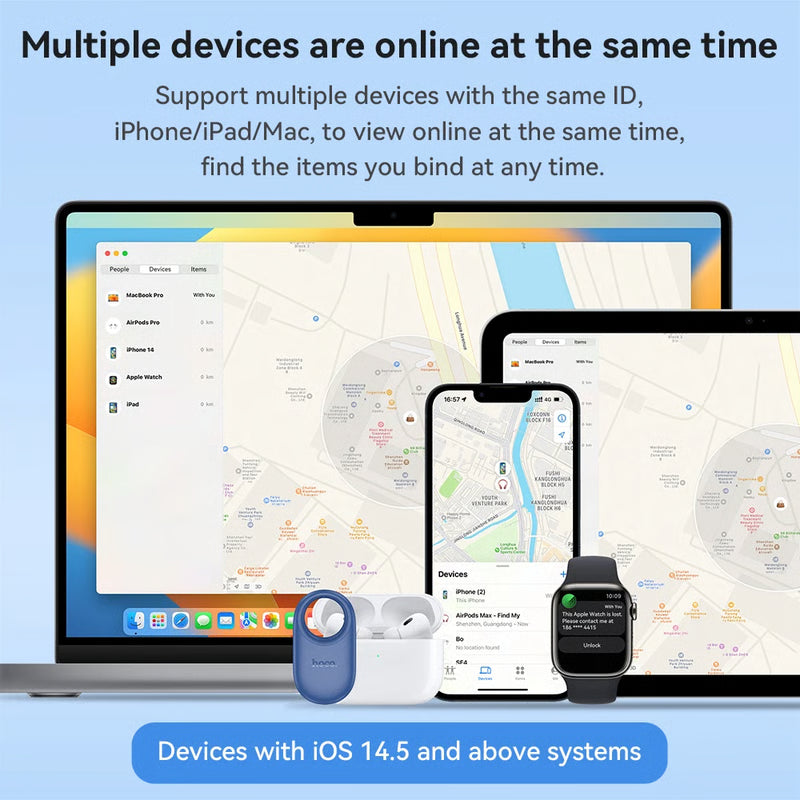 Smart Bluetooth Tracker Tag for Keys Wallet Bags Apple Find My Compatible Item Locator