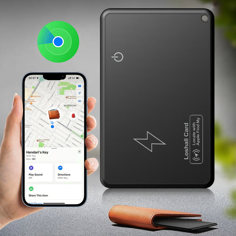 Ultra Slim Wallet Tracker Card with Wireless Charging for Apple Find My Smart GPS Locator