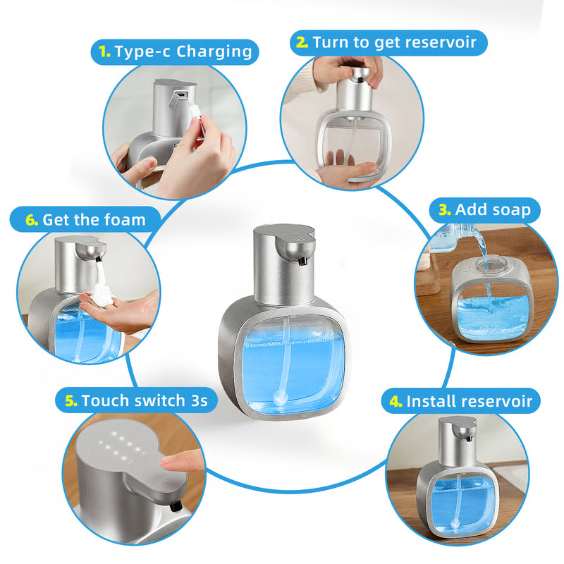 Smart Wall Mounted Automatic Soap Dispenser Touchless Foam Sensor Rechargeable