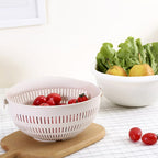 Rotating Fruit Basket Double Layer Draining Basket for Easy Washing and Storage