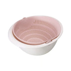 Rotating Fruit Basket Double Layer Draining Basket for Easy Washing and Storage