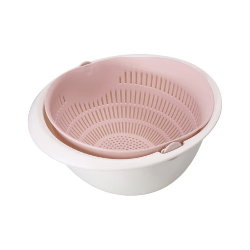 Rotating Fruit Basket Double Layer Draining Basket for Easy Washing and Storage
