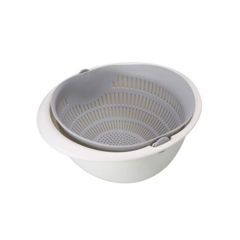Rotating Fruit Basket Double Layer Draining Basket for Easy Washing and Storage