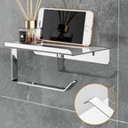 Wall Mount Toilet Paper Holder with Shelf Phone Storage Bathroom Organizer