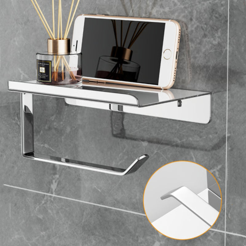Wall Mount Toilet Paper Holder with Shelf Phone Storage Bathroom Organizer