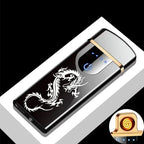USB Rechargeable Windproof Electric Metal Lighter, Double Arc Flameless Plasma Lighter with Touch Sensor & LED Display