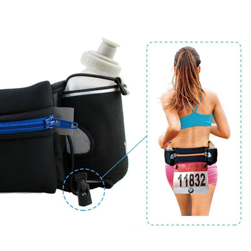 Running Waist Belt for Marathon Trail, Dual Pocket Sports Fanny Pack, Water Bottle Holder Waist Bag for Man Woman Fitnes