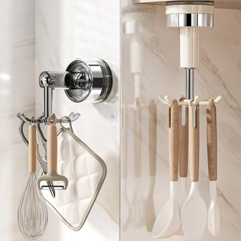 Rotating Suction Cup Hook Rack Wall Mount Organizer For Kitchen Utensils 0 Rotating Suction Cup Hook Rack Wall Mount Organizer For Kitchen Utensils 1 Rotating Suction Cup Hook Rack Wall Mount Organizer for Kitchen Utensils