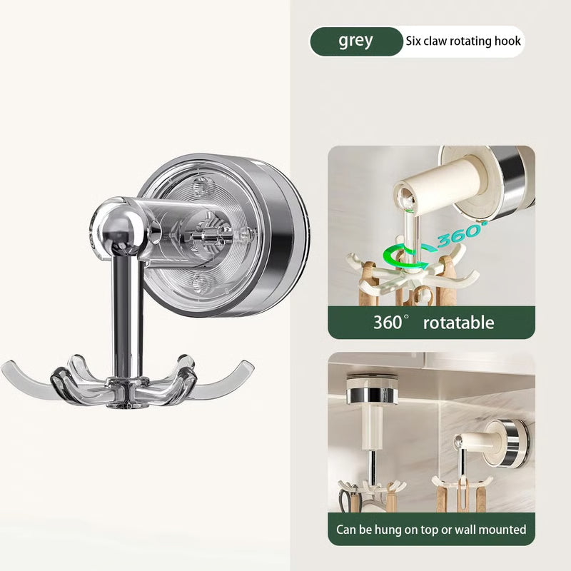 Rotating Suction Cup Hook Rack Wall Mount Organizer For Kitchen Utensils 0 Rotating Suction Cup Hook Rack Wall Mount Organizer For Kitchen Utensils 1 Rotating Suction Cup Hook Rack Wall Mount Organizer for Kitchen Utensils
