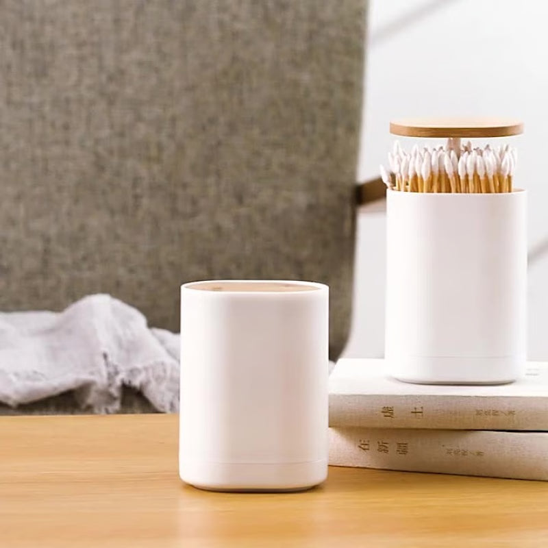 Automatic Pops Up Toothpick Box, Cotton Bud & Swabs Storage Case Organizer Toothpick Holder Dispenser Container for Home